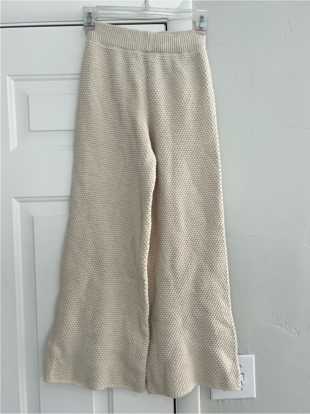 Sincerly Jules Cream Knit Wide-Leg Pants